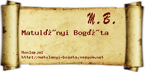 Matulányi Bogáta névjegykártya